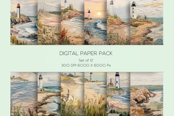 Beach Lighthouse Embroidery Paper Set Review