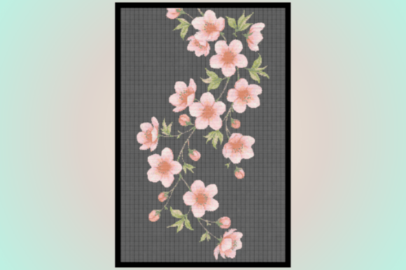 Soft Pink Floral Branch Cross Stitch Pat